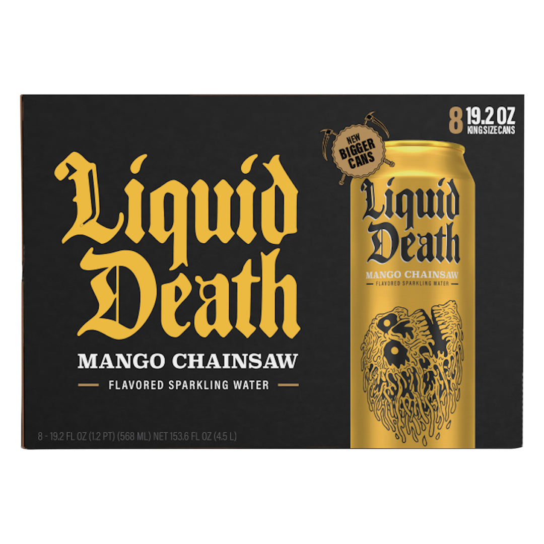 Liquid Death Sparkling Water Mango Chainsaw Flavored King Size Cans 3/8/19.2 Z [UNFI #2930295] [ebt]