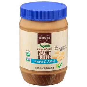 Woodstock Peanut Butter Organic Easy Spread Smooth & Salted 12/35 OZ [UNFI #0843748] [ebt]