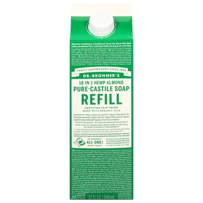 Dr Bronners Soap Pure-Castile Hemp Almond 18-In-1 Refill 32 OZ [UNFI #3004363] T