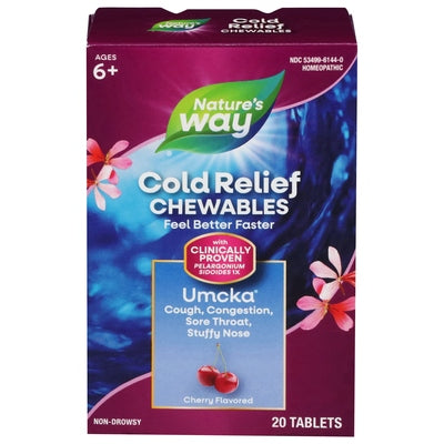Natures Way Cold Relief Non-Drowsy Chewables Tablets Cherry Flavored 20 Tab [UNFI #0300376]