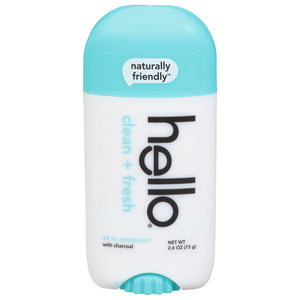 Hello Products Deodorant With Charcoal Clean + Fresh 24 Hr 2.6 OZ [UNFI #2709525] T