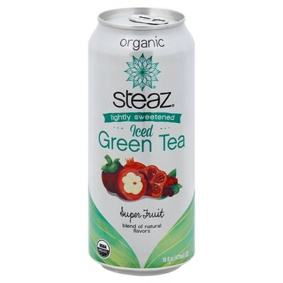 Steaz Green Tea Iced Organic Lightly Sweetened Super Fruit 12/16 OZ [UNFI #1178946] [ebt]