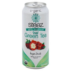 Steaz Green Tea Iced Organic Lightly Sweetened Super Fruit 12/16 OZ [UNFI #1178946] [ebt]