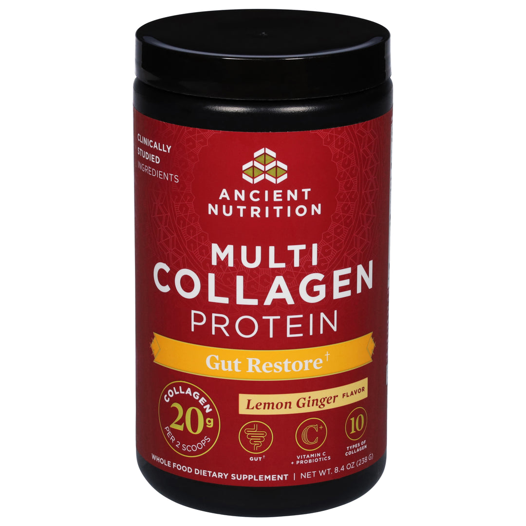 Ancient Nutrition Multi Collagen Protein Lemon Ginger Flavor Gut Restore 8.4 OZ [UNFI #2738714]
