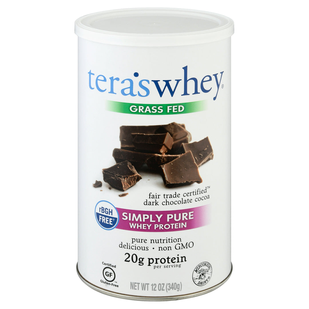 Simply Teras Whey Protein Dark Chocolate Cocoa Simply Pure Grass Fed 12 OZ [UNFI #336610]