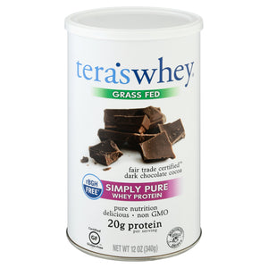 Simply Teras Whey Protein Dark Chocolate Cocoa Simply Pure Grass Fed 12 OZ [UNFI #336610]