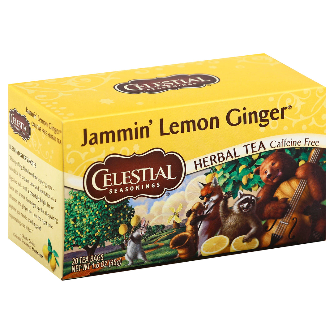Celestial Seasonings Herbal Tea Jammin Lemon Ginger Caffeine Free Bags 6/20 Bag [UNFI #1140540] [ebt]