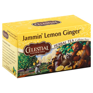 Celestial Seasonings Herbal Tea Jammin Lemon Ginger Caffeine Free Bags 6/20 Bag [UNFI #1140540] [ebt]