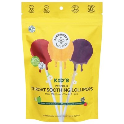 Beekeepers Naturals Lollipops Throat Soothing Kids 1/15 CT [UNFI #3021284]