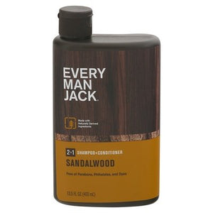 Every Man Jack Shampoo + Conditioner Sandalwood 2 in 1 13.5 OZ [UNFI #1278340] T