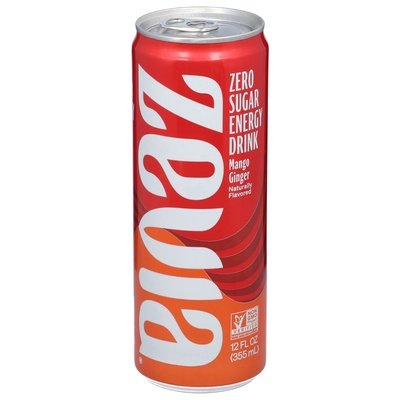 Zevia Energy Drink Zero Sugar Mango Ginger 12/12 OZ [UNFI #1907963] [ebt]