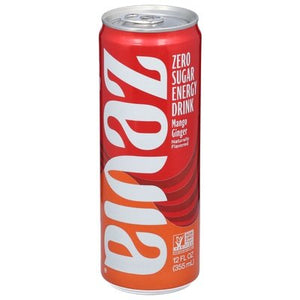 Zevia Energy Drink Zero Sugar Mango Ginger 12/12 OZ [UNFI #1907963] [ebt]