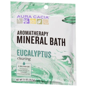 Aura Cacia Mineral Bath Aromatherapy Eucalyptus Clearing 6/2.5 OZ [UNFI #277616] T