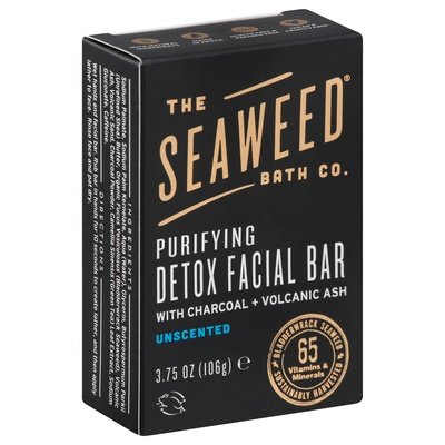 Seaweed Bath Co Detox Facial Bar Purifying with Charcoal + Volcanic Ash Unscented 3.75 OZ [UNFI #2031821] T
