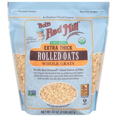 Bobs Red Mill Rolled Oats Organic Whole Grain Extra Thick 4/32 OZ [UNFI #2276178] [ebt]