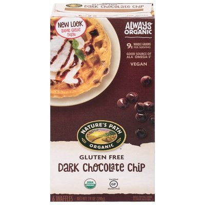 Natures Path Waffles Gluten Free Dark Chocolate Chip 12/7.4 OZ [UNFI #1749811] [ebt]