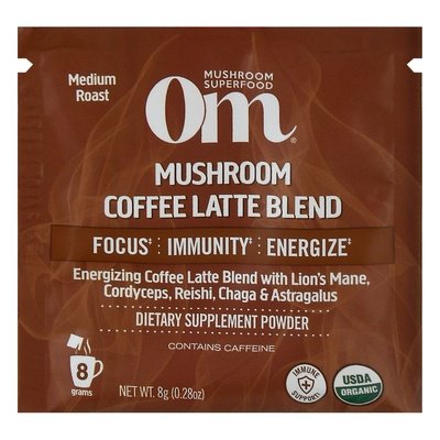 Om Mushroom Powder Medium Roast Coffee latte Blend 10/.21 OZ [UNFI #2552370]
