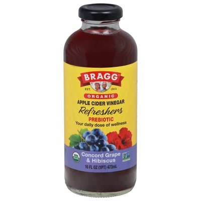 Bragg Apple Cider Vinegar Organic Concord Grape & Hibiscus Prebiotic 12/16 OZ [UNFI #2649168] [ebt]