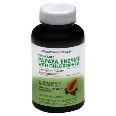 American Health Papaya Enzyme With Chlorophyll Vegetarian Formula Chewable Tablets 250 Tab [UNFI #0279109]