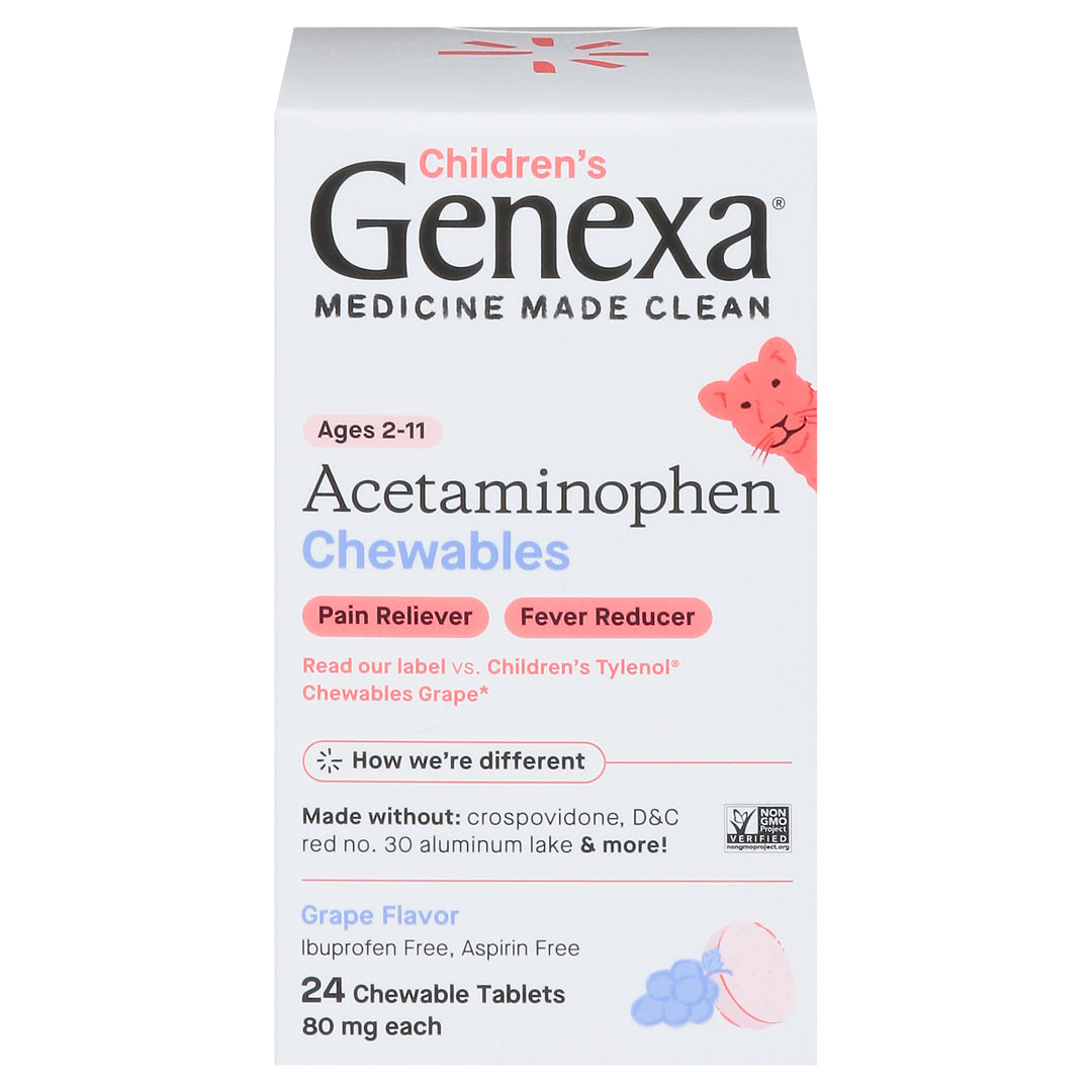 Genexa Acetaminophen Grape Flavor Childrens 80 Mg Chewables Tablets 24 CT [UNFI #3017563]