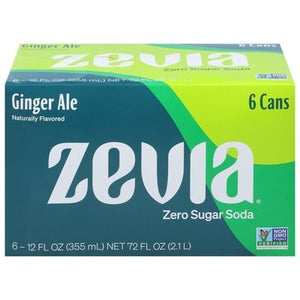 Zevia Soda Zero Sugar Ginger Ale 6 Cans 4/6/12 OZ [UNFI #2980498] [ebt]