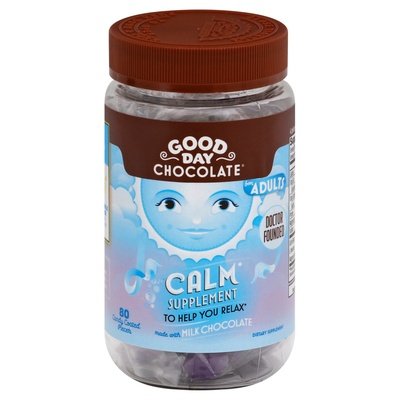 Good Day Chocolate Calm Supplement Chocolate Candy Coated for Adults 80 CT [UNFI #2315547]