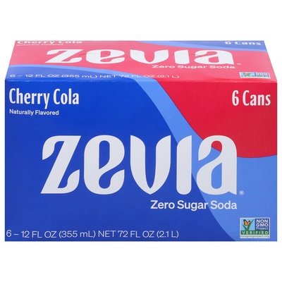 Zevia Soda Zero Sugar Cherry Cola 6 Can 4/6/12 OZ [UNFI #2980571] [ebt]