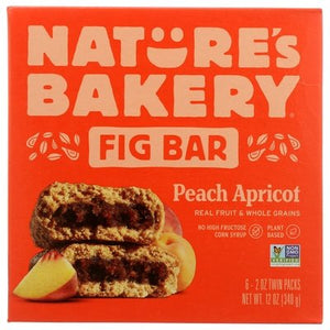 Natures Bakery Fig Bar Peach Apricot 6 Twin Packs 6/6/2 OZ [UNFI #2136059] [ebt]